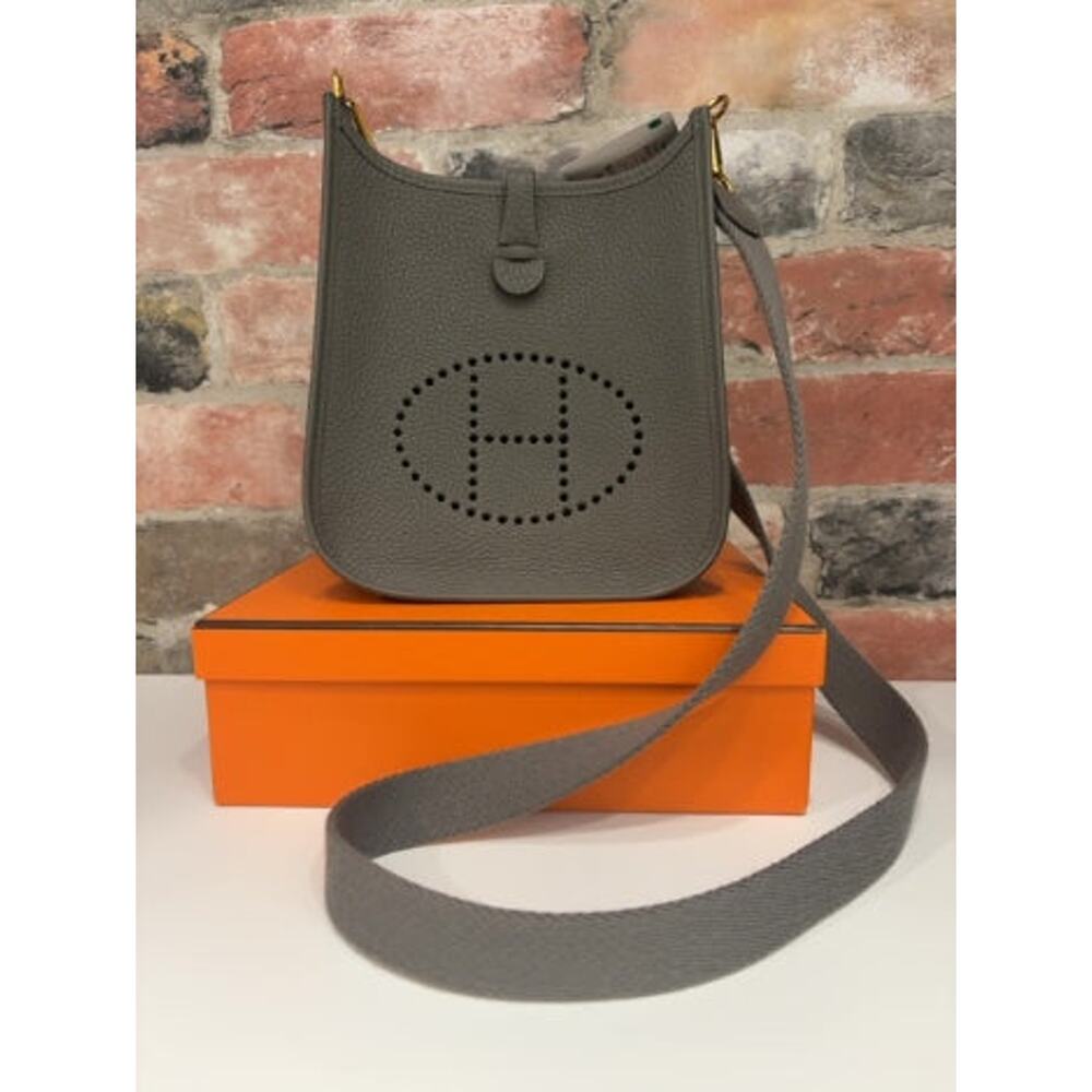 Grey Hermes handbag Mini Evelyne With Box & Dustbag